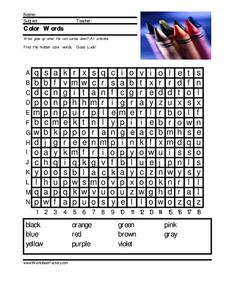 Color Word Search Worksheet