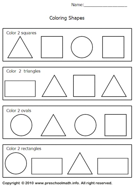 Coloring Shapes Worksheet