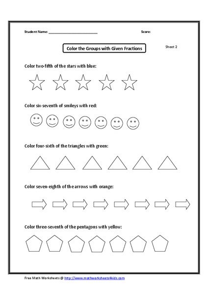 Coloring Fractions Worksheet