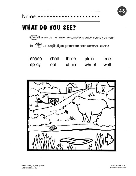 What Do You See? Long Vowel E Worksheet