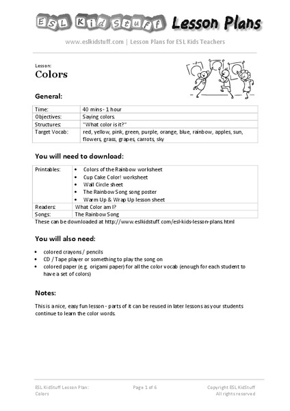 Colors Lesson Plan