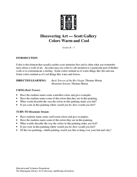 Colors Warm And Cool Lesson Plan