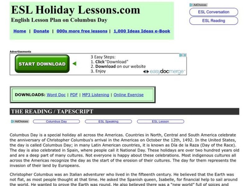 Columbus Day Worksheet