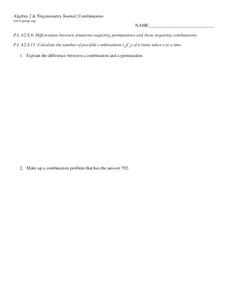 Combinations Worksheet
