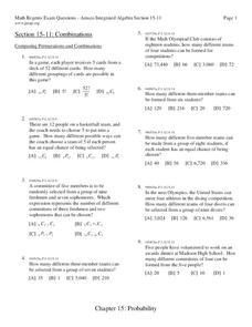 Combinations and Permutations Worksheet