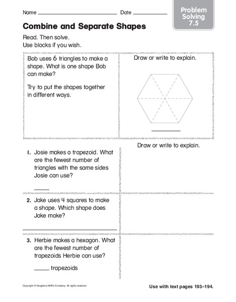 Combine and Separate Shapes Worksheet