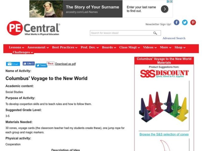 Columbus' Voyage to the New World Lesson Plan