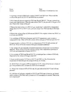Combined Gas Law Worksheet