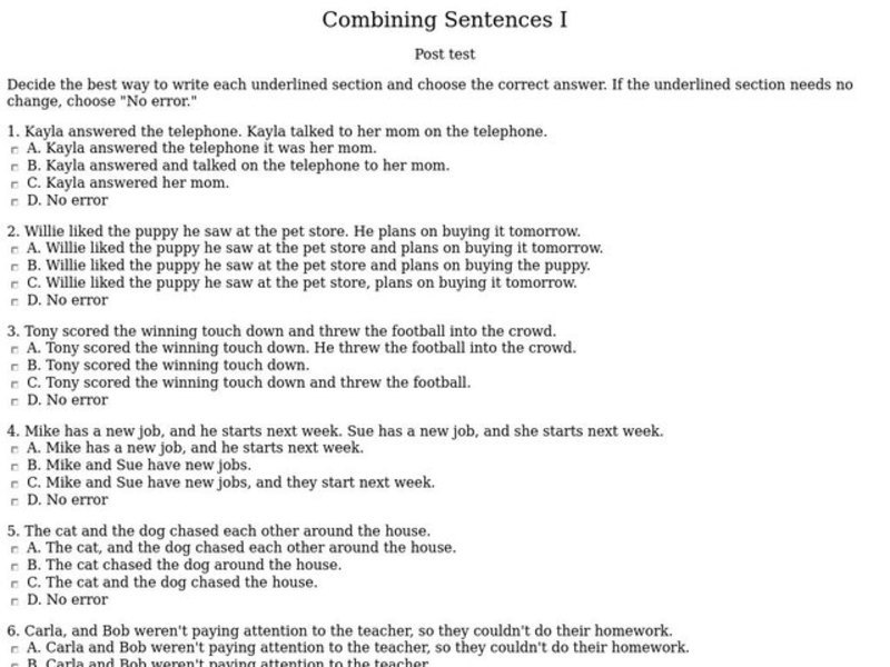 Combining Sentences I Interactive