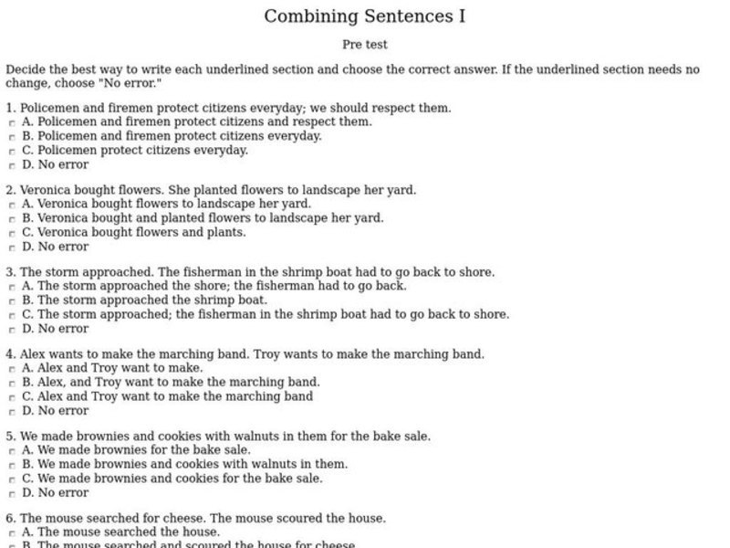 Combining Sentences I Interactive