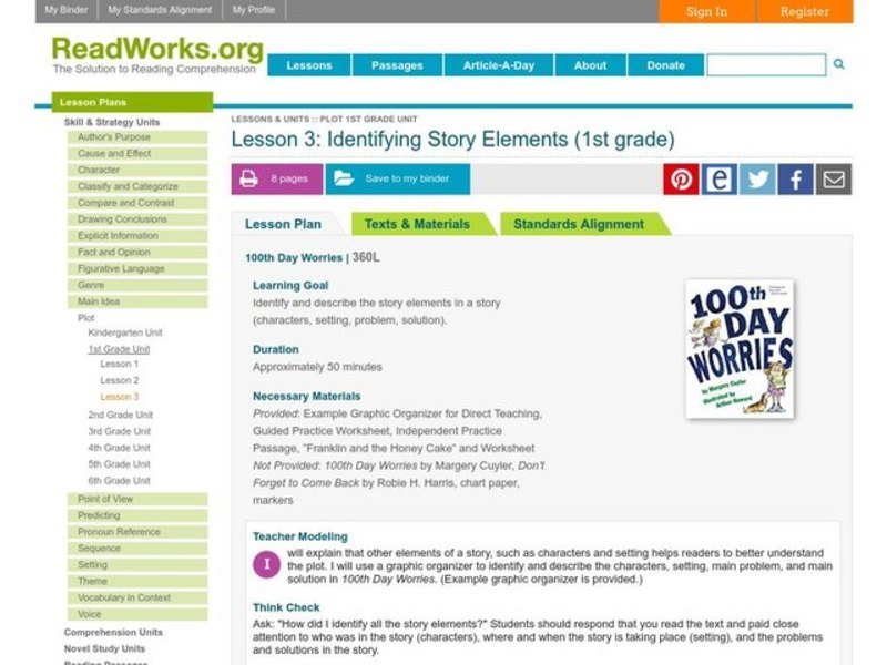 Identifying Story Elements Lesson Plan