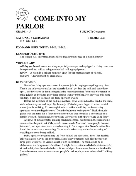 COME INTO MY PARLOR Lesson Plan