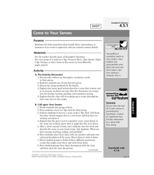 Come To Your Senses Lesson Plan