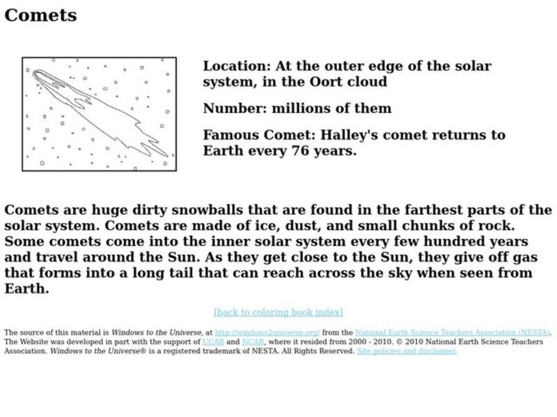 Comets Worksheet
