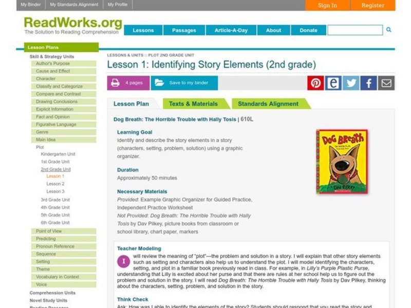 Identifying Story Elements Lesson Plan