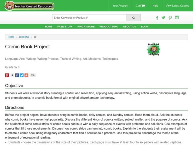 Comic Book Project Lesson Plan