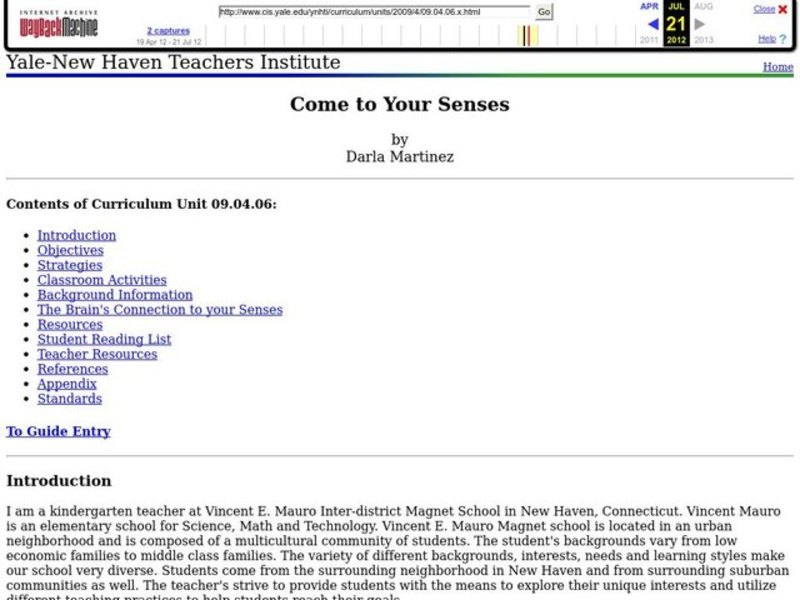 Come to Your Senses Lesson Plan