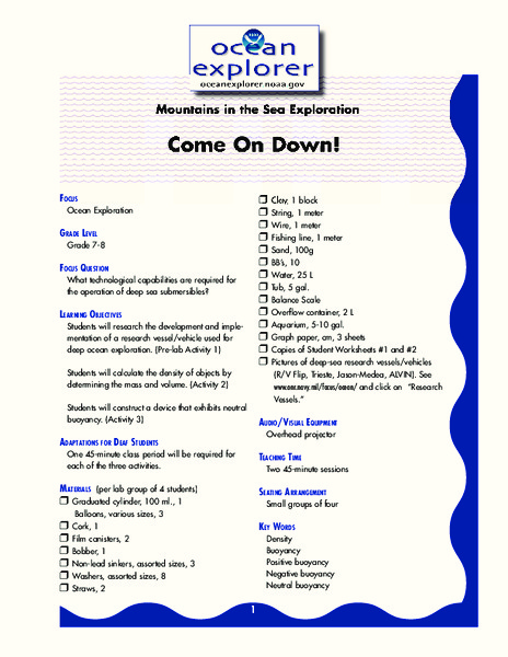 Come On Down! Lesson Plan