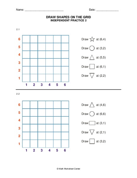 Draw Shapes on the Grid:  Independent Practice 2 Worksheet