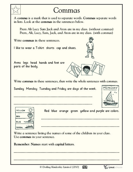 Commas Worksheet