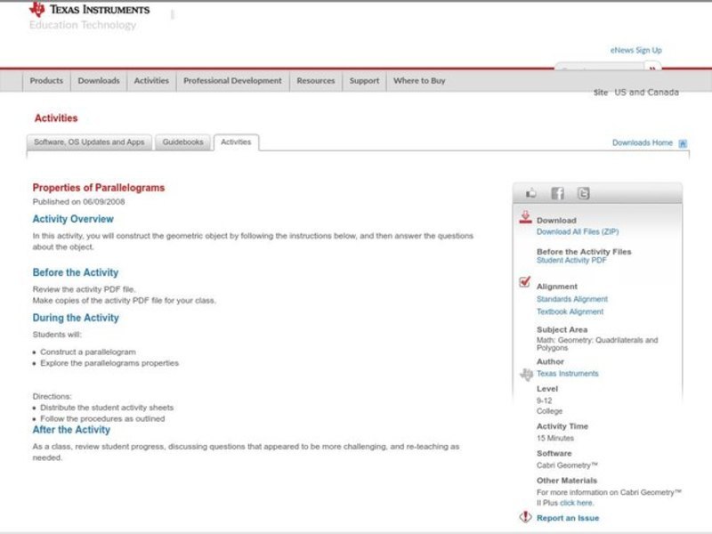 Properties of Parallelograms Lesson Plan