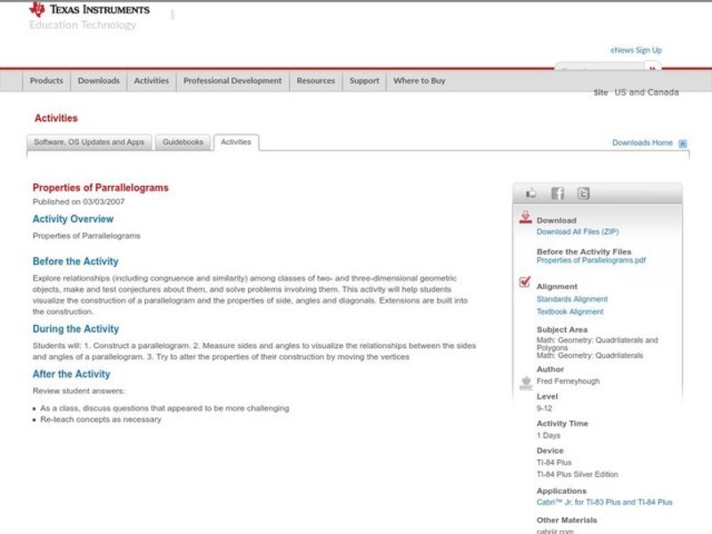 Properties of Parallelograms Lesson Plan