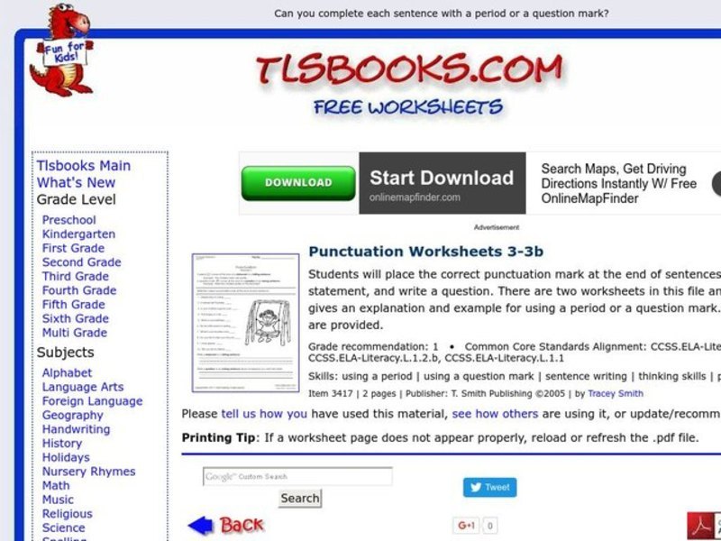 Punctuation Worksheet