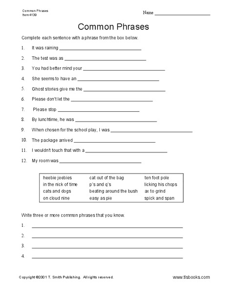 Common Phrases Worksheet