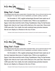 Every-Day Edit: King Tut's Tomb Activity