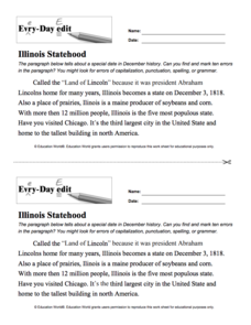 Every Day Edit - Illinois Statehood Activity