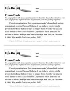 Every Day Edit - Frozen Foods Activity
