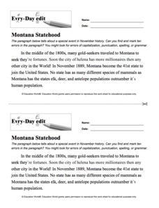 Every Day Edit - Montana Statehood Activity