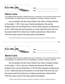 Every Day Edit - Marie Curie Activity