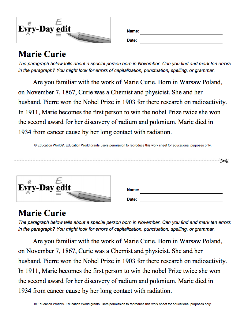 Every Day Edit - Marie Curie Activity