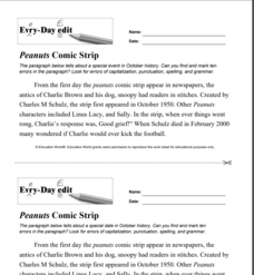 Every Day Edit - "Peanuts" Comic Strip Activity