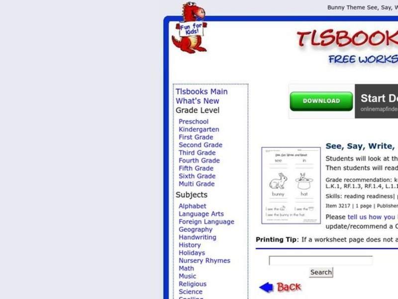 See, Say, Write, and Read Worksheet