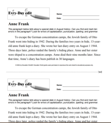 Every-Day Edit: Anne Frank Activity