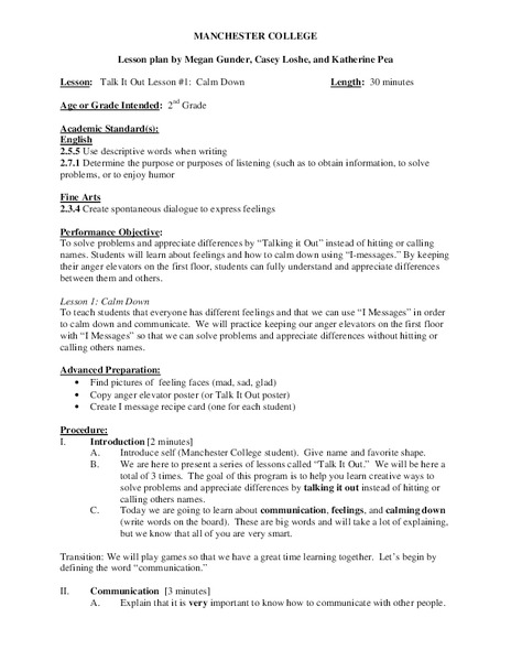 Communicating Feelings Lesson Plan