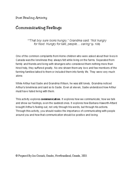 Communicating Feelings Lesson Plan