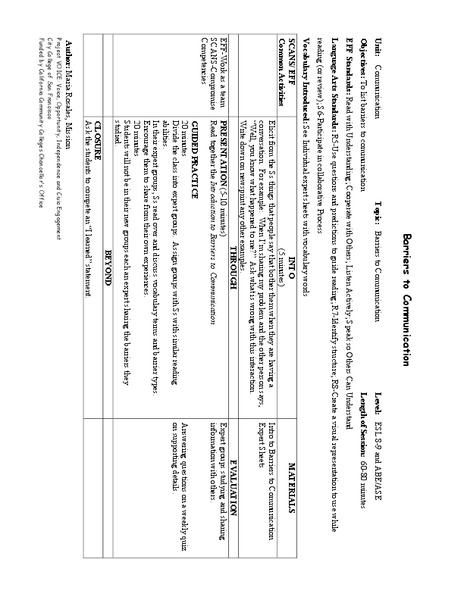 Communication Lesson Plan