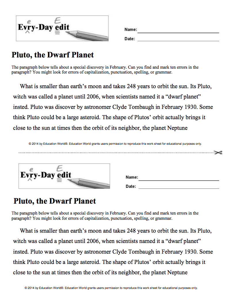 Every Day Edit - Pluto, the Dwarf Planet Activity