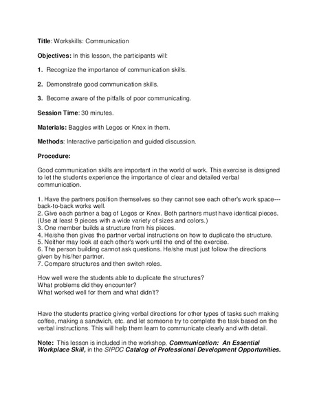 Communication Lesson Plan