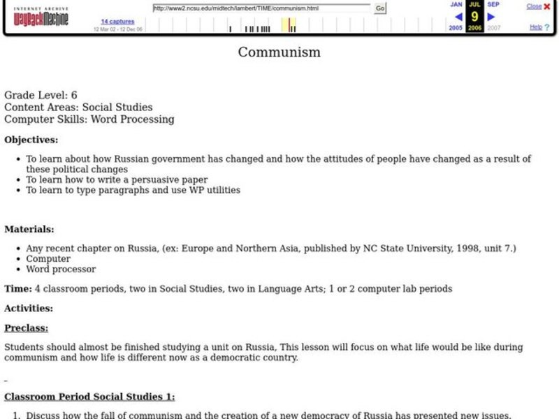 Communism Lesson Plan
