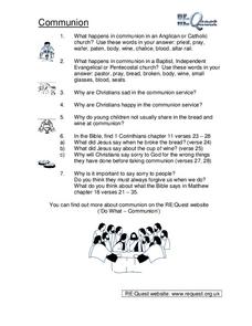 Communion Worksheet