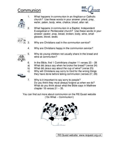 Communion Worksheet