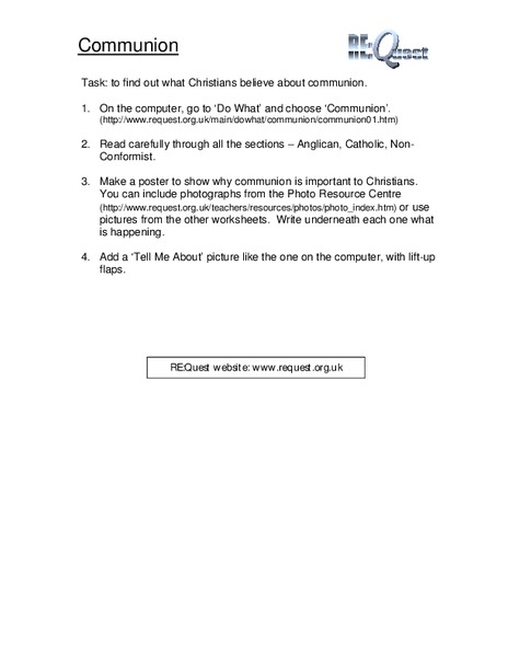Communion Worksheet