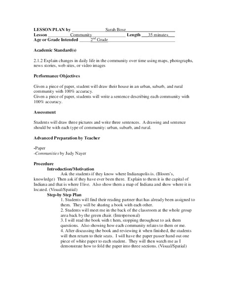 Community Lesson Plan