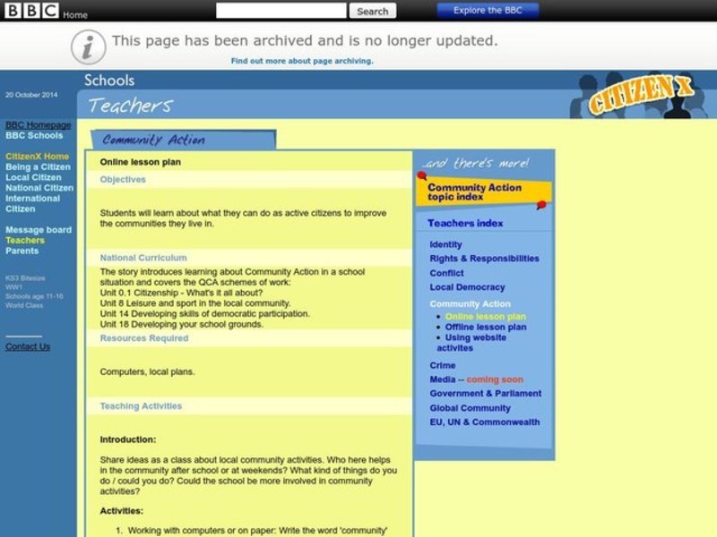 Community Action Lesson Plan