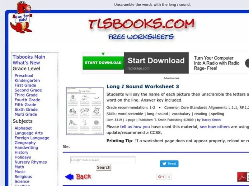 The Long I Sound Worksheet