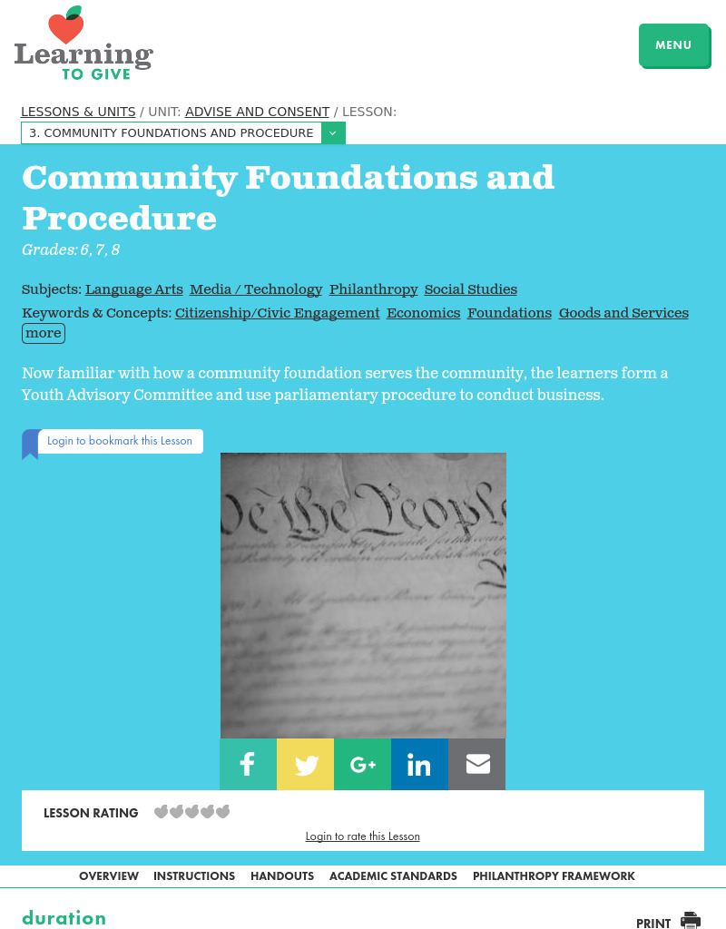 Community Foundations and Procedure Lesson Plan